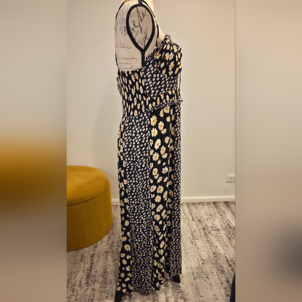 Free People Maxi  Floral Dress in Black and Cream,Size L. - Picture 6 of 16
